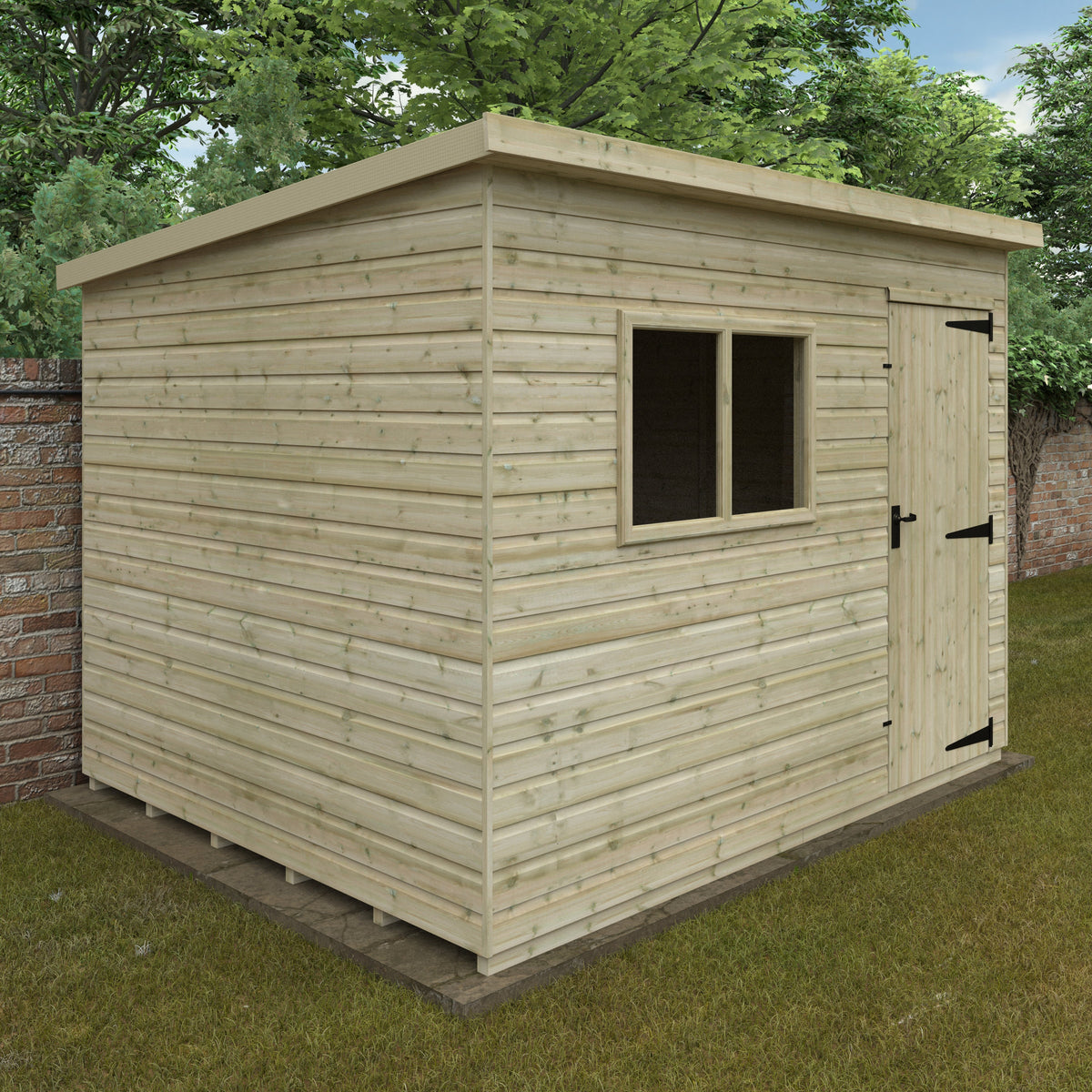 Redlands 8' x 10' Pressure Treated Deluxe Shiplap Pent Shed | Sheds.co.uk