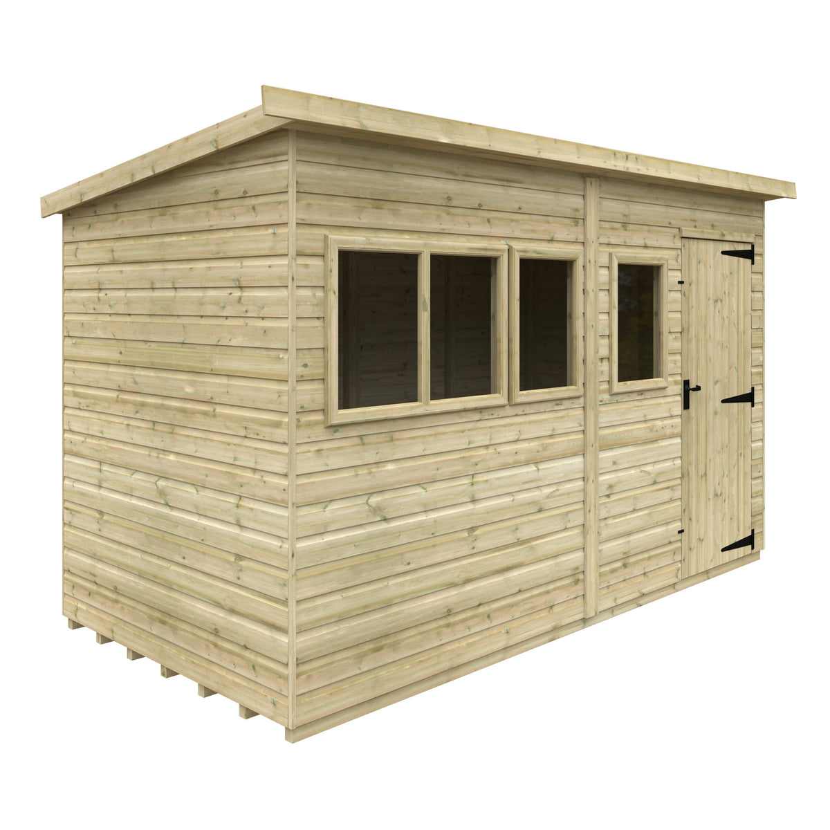 Redlands 6' x 12' Pressure Treated Deluxe Shiplap Pent Shed | Sheds.co.uk