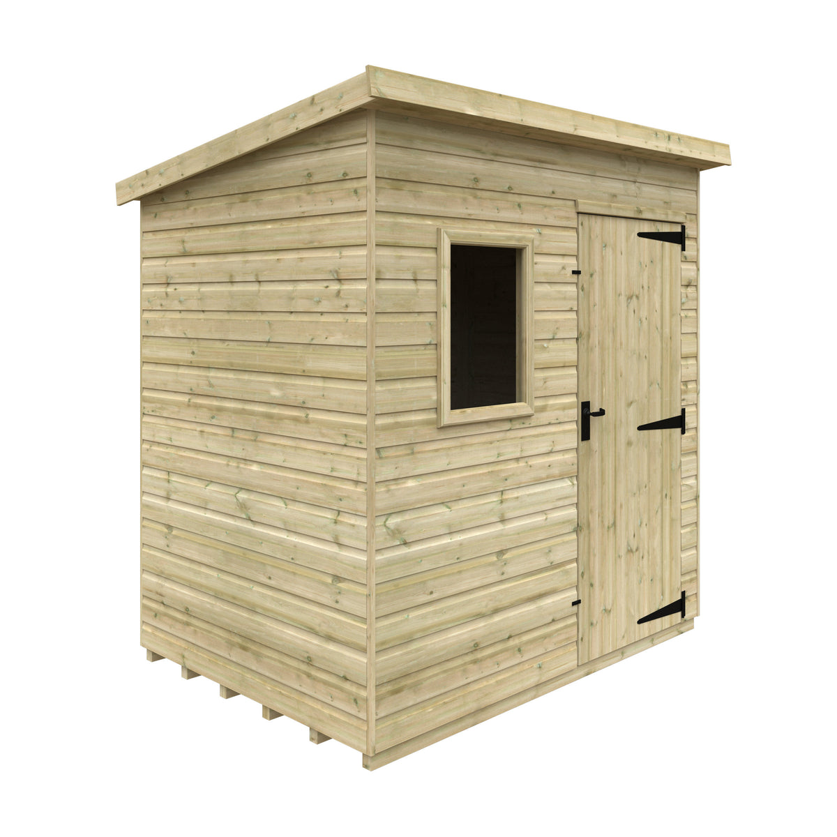 Redlands 5' x 7' Pressure Treated Deluxe Shiplap Pent Shed | Sheds.co.uk