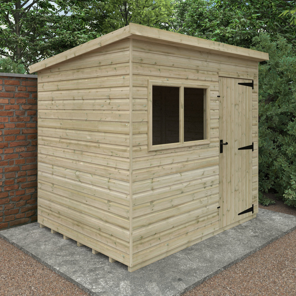 Redlands 6' x 8' Pressure Treated Deluxe Shiplap Pent Shed | Sheds.co.uk