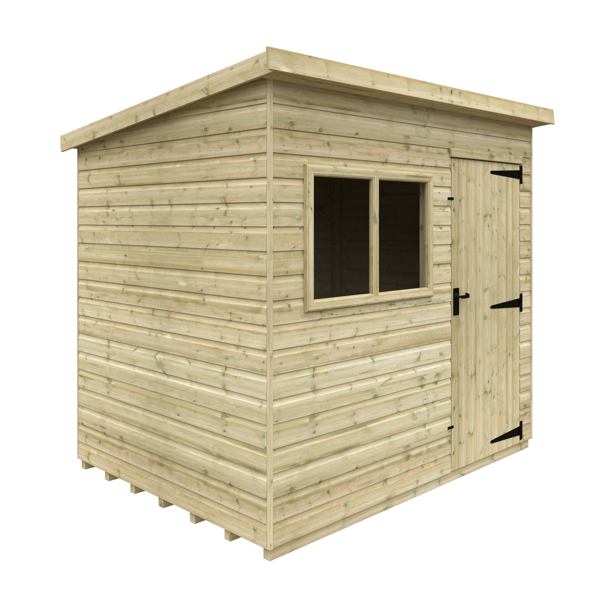Redlands 6' x 8' Pressure Treated Deluxe Shiplap Pent Shed | Sheds.co.uk
