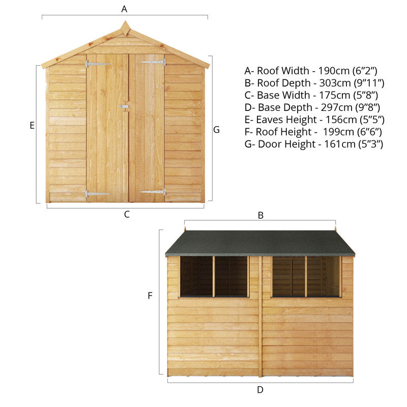 Adley 6' x 10' Double Door Overlap Apex Shed