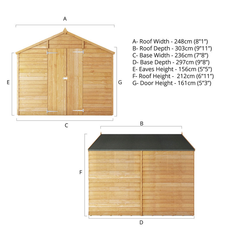Adley 8' x 10' Double Door Overlap Apex Shed