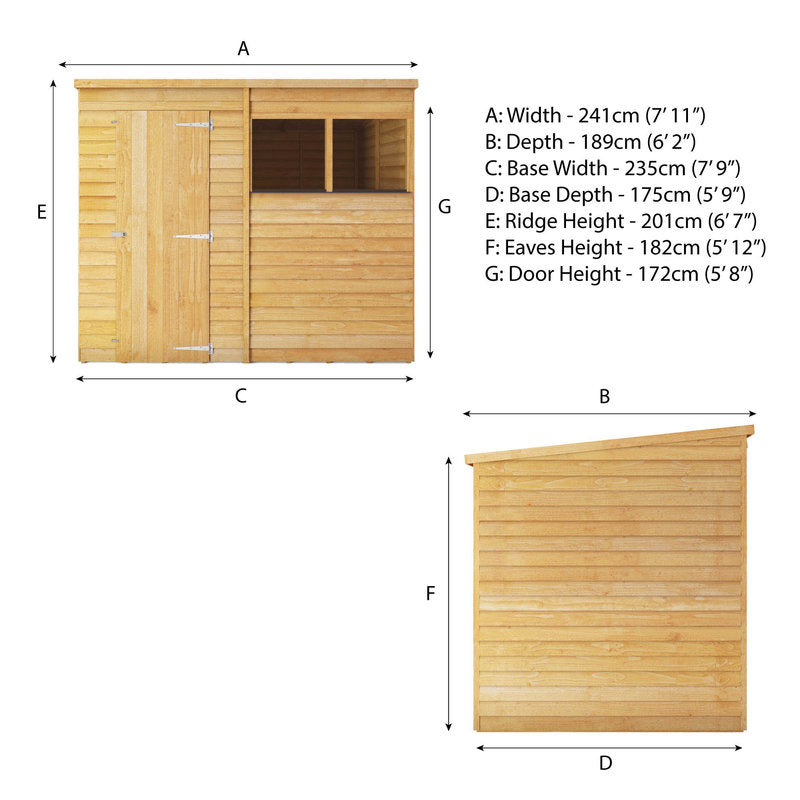 Adley 8' x 6' Overlap Modular Pent Shed | Sheds.co.uk