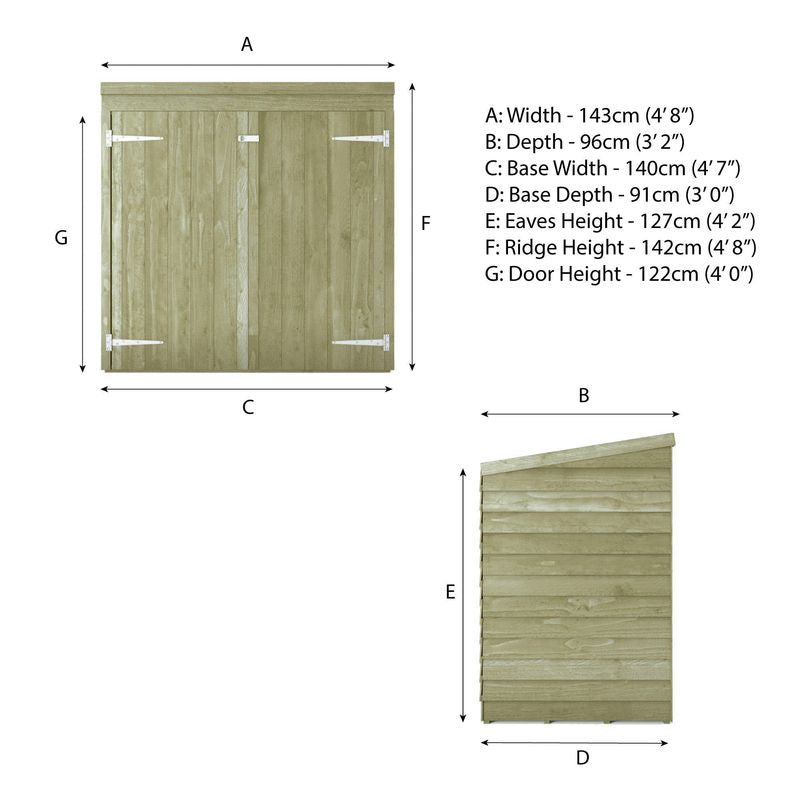 Adley 5' x 3' Overlap Pent Mower Store | Sheds.co.uk