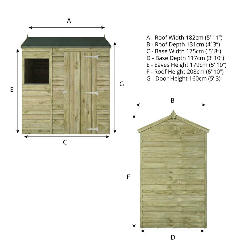 Adley 6' x 4' Overlap Reverse Apex Shed