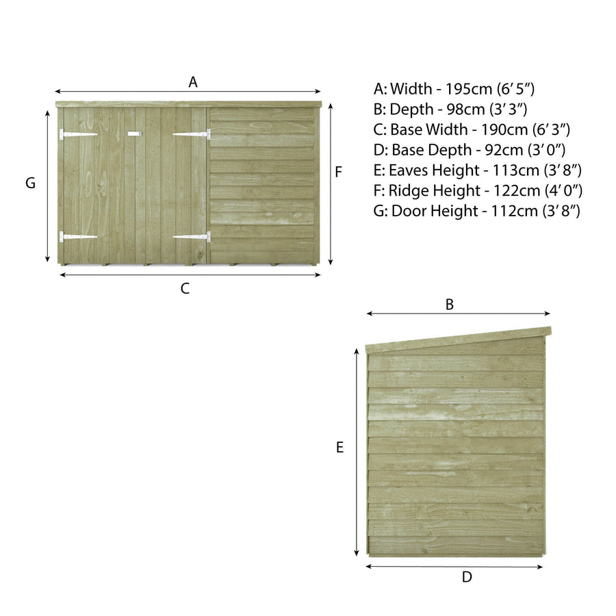 Adley 6' x 3' Overlap Pent Bike Shed