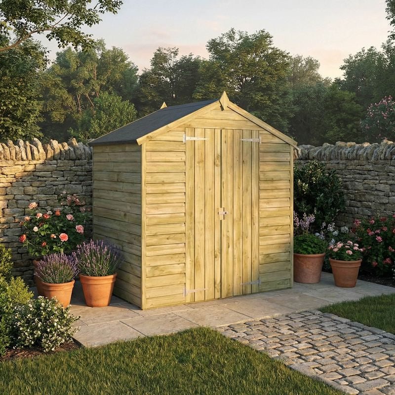 Adley 6' x 4' Windowless Double Door Overlap Apex Shed | Sheds.co.uk