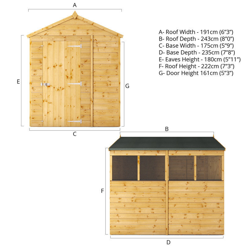 Adley 8' x 6' Premium Shiplap Modular Apex Shed | Sheds.co.uk