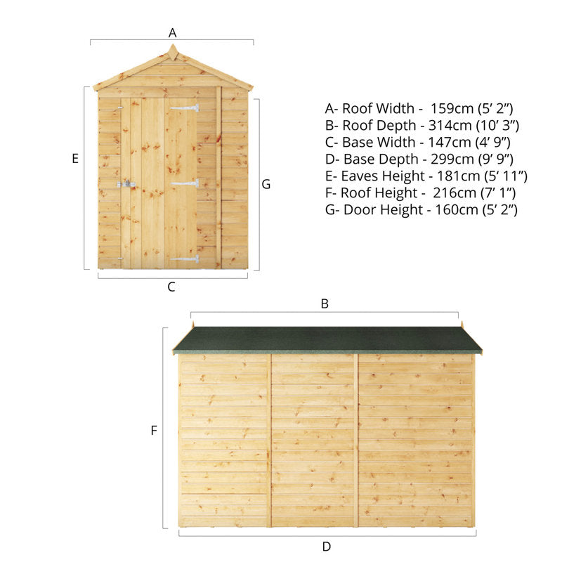 Adley 10' x 5' Modular Shiplap Apex Shed | Sheds.co.uk