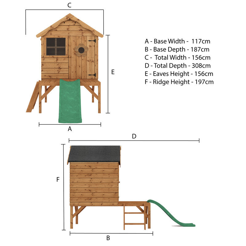 Adley Jellytot Cosy Tower Playhouse & Slide | Sheds.co.uk