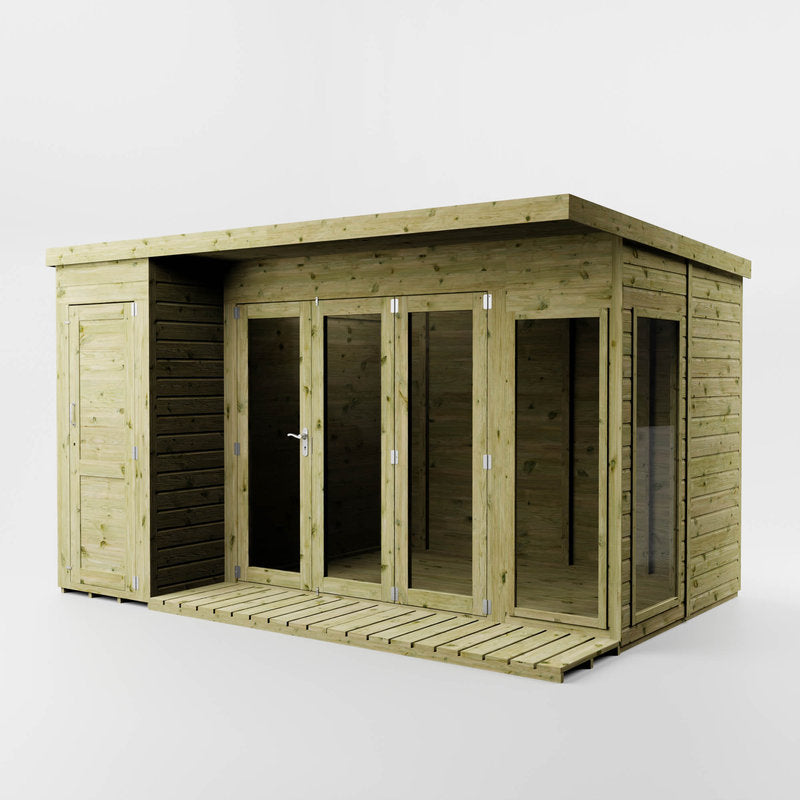 Adley 12' x 8' Cambridge Summer House With Side Shed | Sheds.co.uk