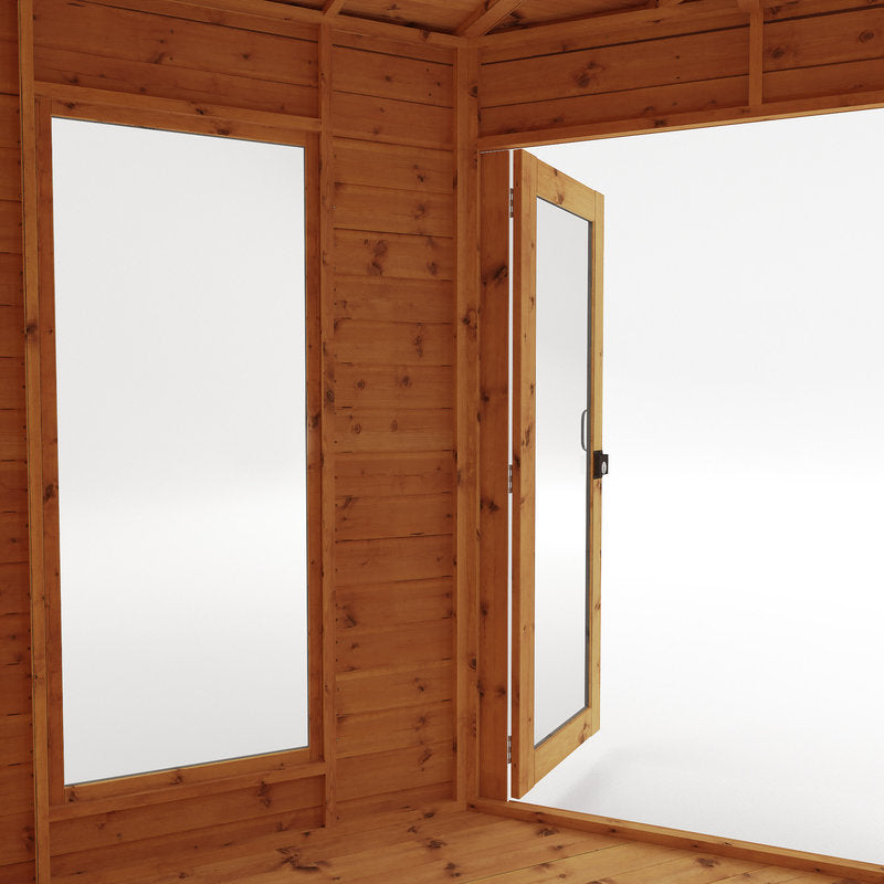 Adley 12' x 8' Chelsea Deluxe Corner Summer House With Side Shed | Sheds.co.uk