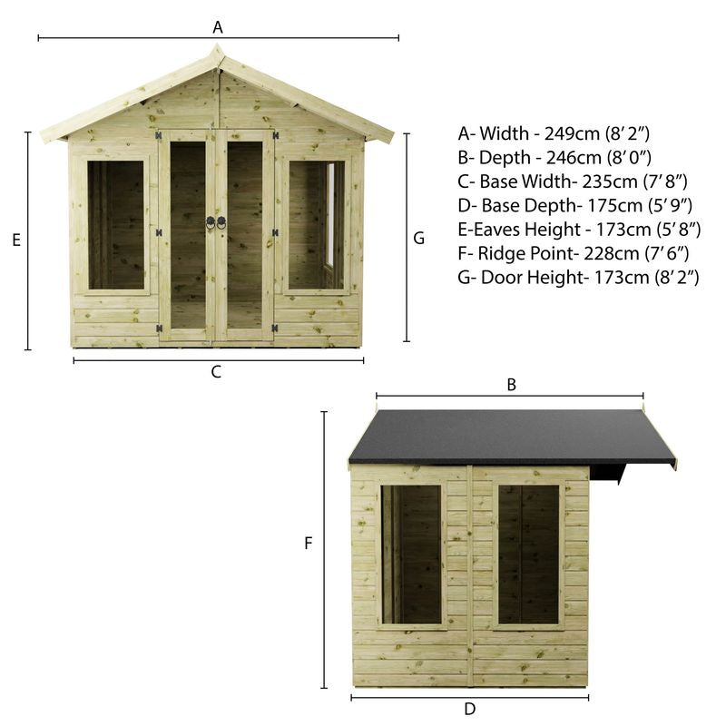 Adley 6' x 8' Adderbury Summer House With 2' Overhang | Sheds.co.uk