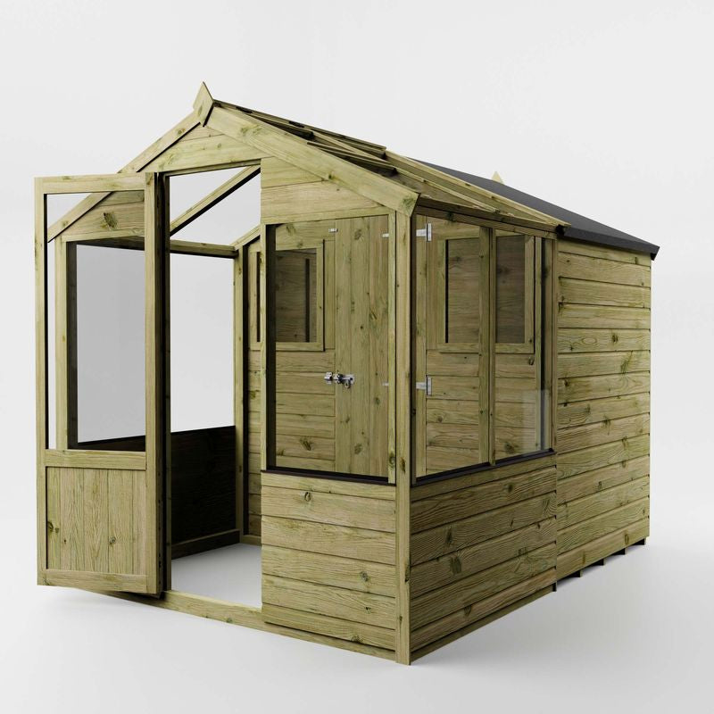 Adley 6' x 8' Budget Shiplap Greenhouse With a Shed | Sheds.co.uk