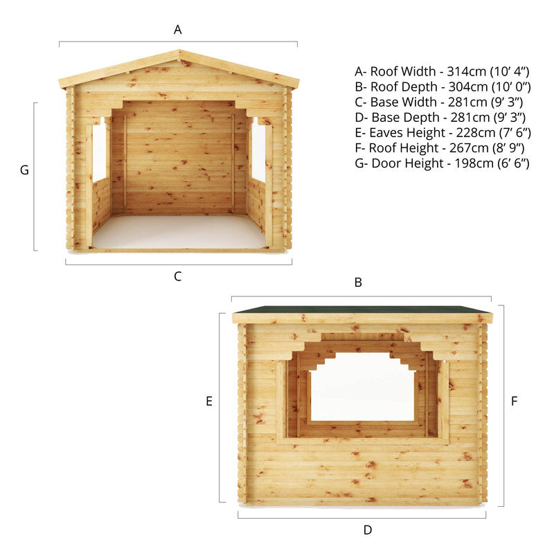 Adley 3m x 3m Gazebo Log Cabin - 28mm | Sheds.co.uk