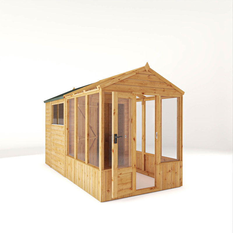 Adley 12' x 6' Lumberjack Premium Combi Wooden Greenhouse Shed | Sheds.co.uk