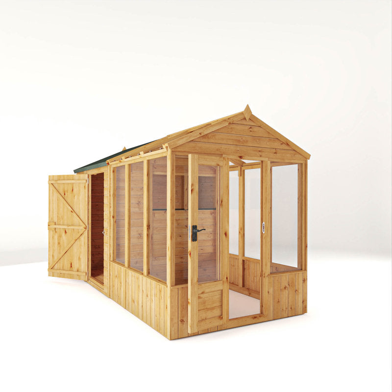 Adley 12' x 6' Lumberjack Premium Combi Wooden Greenhouse Shed | Sheds.co.uk