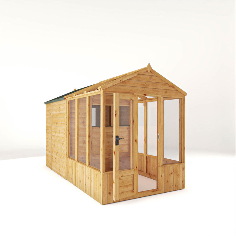 Adley 12' x 6' Lumberjack Premium Combi Wooden Greenhouse Shed | Sheds.co.uk