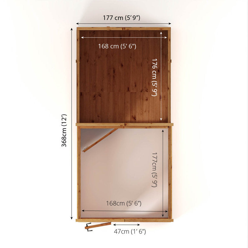 Adley 12' x 6' Lumberjack Premium Combi Wooden Greenhouse Shed | Sheds.co.uk