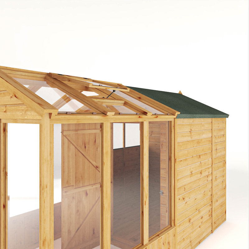 Adley 12' x 6' Lumberjack Premium Combi Wooden Greenhouse Shed | Sheds.co.uk