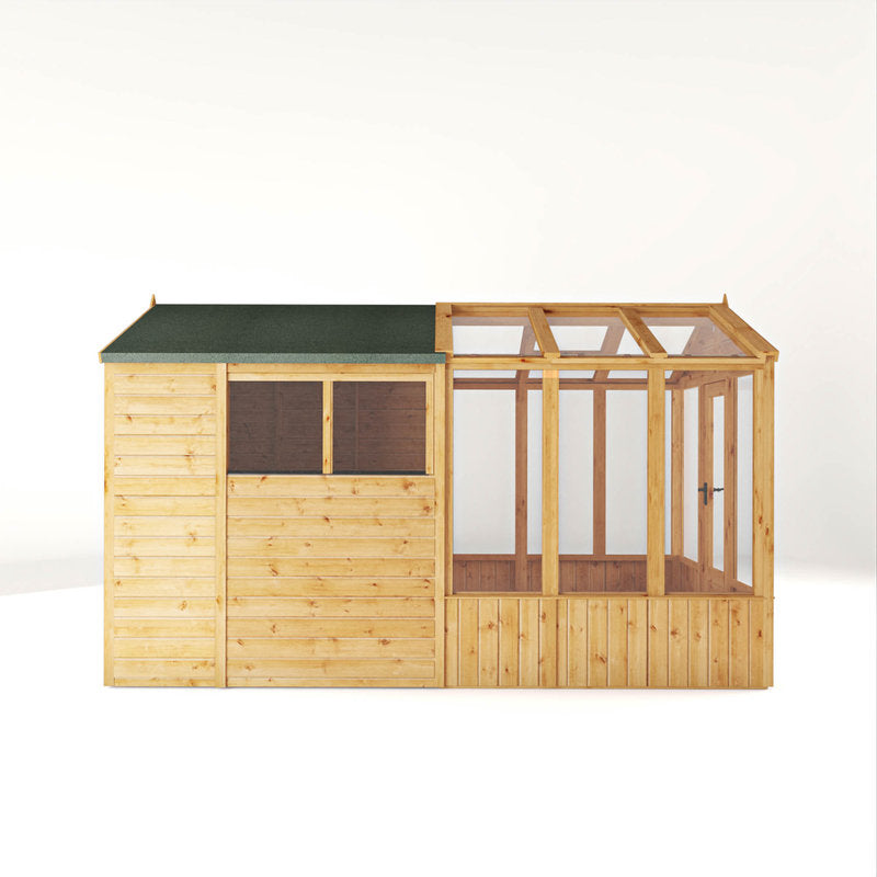 Adley 12' x 6' Lumberjack Premium Combi Wooden Greenhouse Shed | Sheds.co.uk
