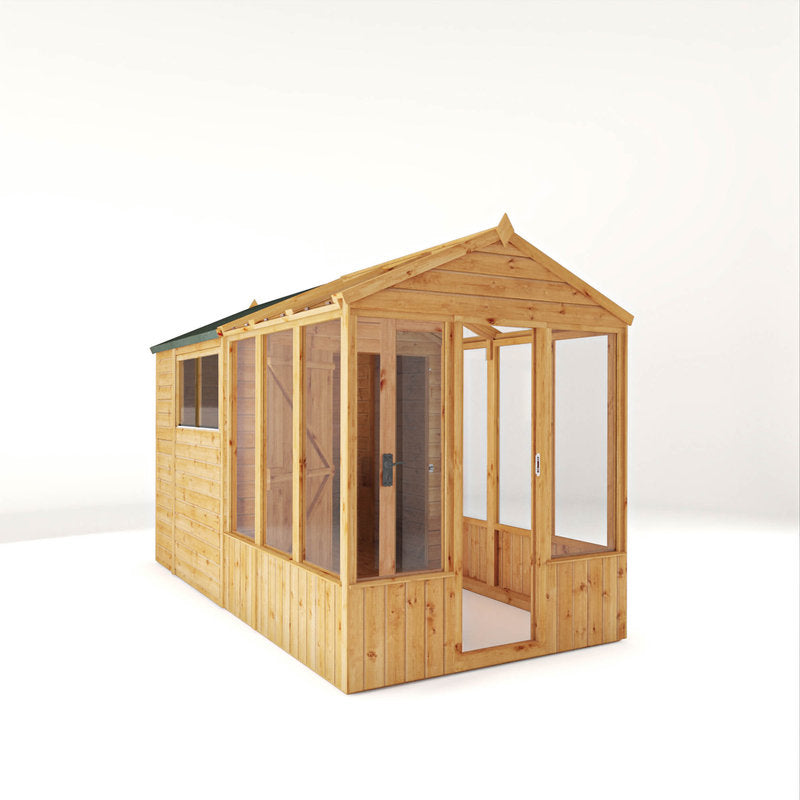 Adley 12' x 6' Lumberjack Premium Combi Wooden Greenhouse Shed | Sheds.co.uk