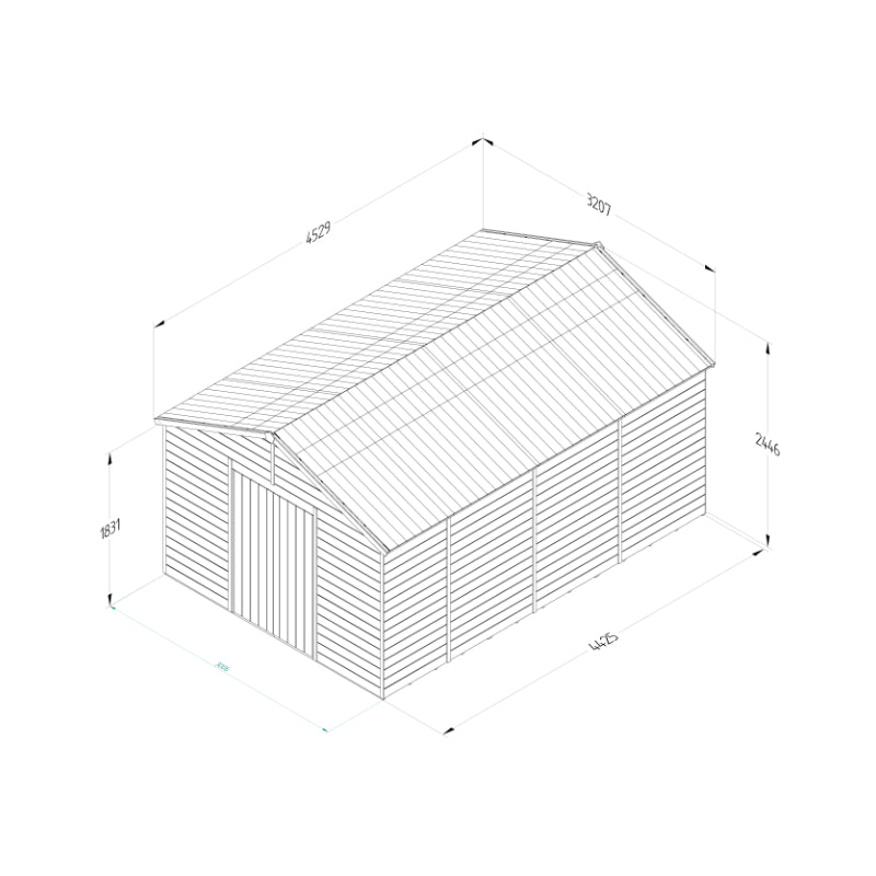 Hartwood 10' x 15' Pressure Treated Premium Tongue & Groove Apex Shed - Double Door