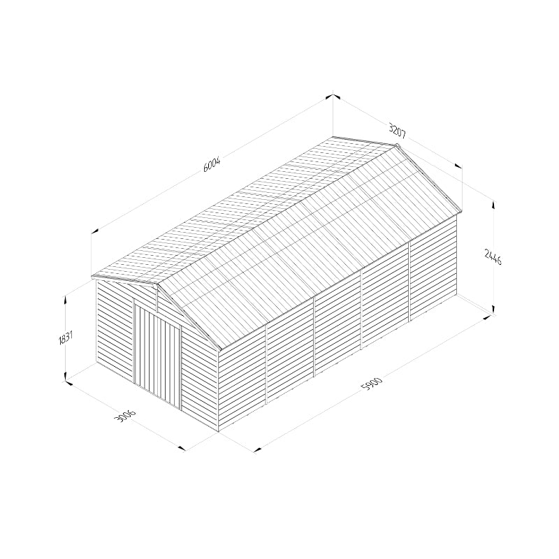 Hartwood 10' x 20' Pressure Treated Premium Tongue & Groove Apex Shed - Double Door