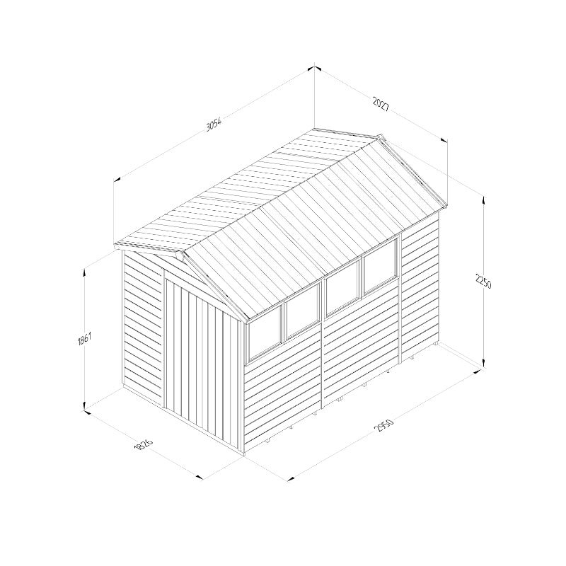 Hartwood 6' x 10' Pressure Treated Premium Tongue & Groove Apex Shed - Double Door