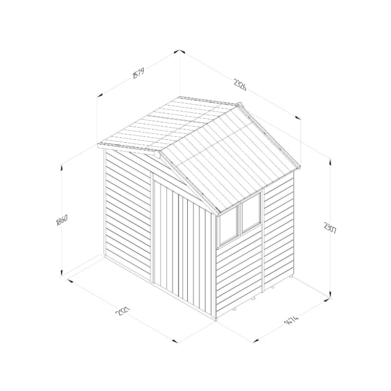 Hartwood 7' x 5' Pressure Treated Premium Tongue & Groove Apex Shed - Double Door