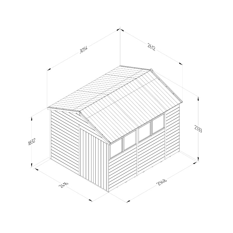 Hartwood 8' x 10' Pressure Treated Premium Tongue & Groove Apex Shed - Double Door