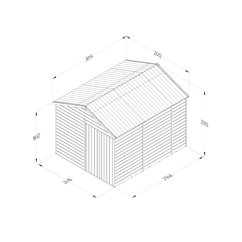 Hartwood 8' x 10' Pressure Treated Premium Tongue & Groove Apex Shed - Double Door