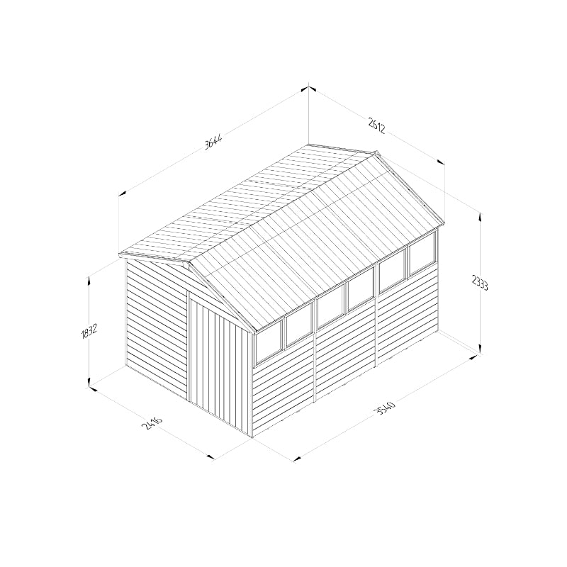 Hartwood 8' x 12' Pressure Treated Premium Tongue & Groove Apex Shed - Double Door