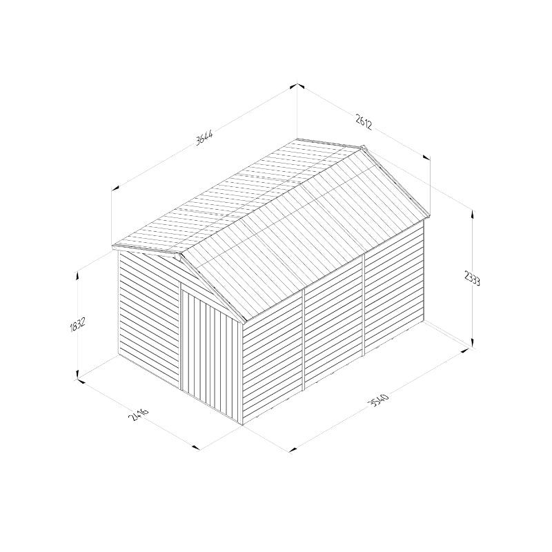 Hartwood 8' x 12' Pressure Treated Premium Tongue & Groove Apex Shed - Double Door