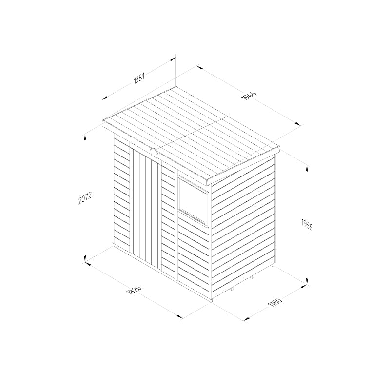 Hartwood 6' x 4' Pressure Treated Premium Tongue & Groove Pent Shed