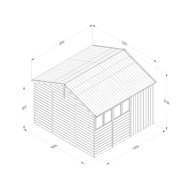 Hartwood 10' x 10' Pressure Treated Premium Tongue & Groove Double Door Reverse Apex Shed