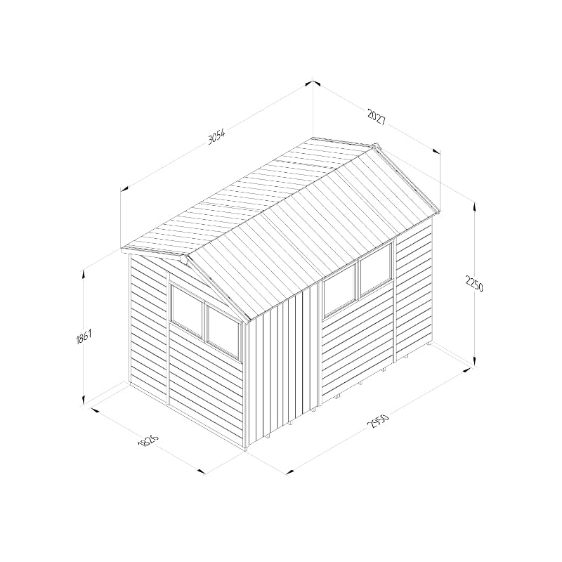 Hartwood 10' x 6' Pressure Treated Premium Tongue & Groove Double Door Reverse Apex Shed