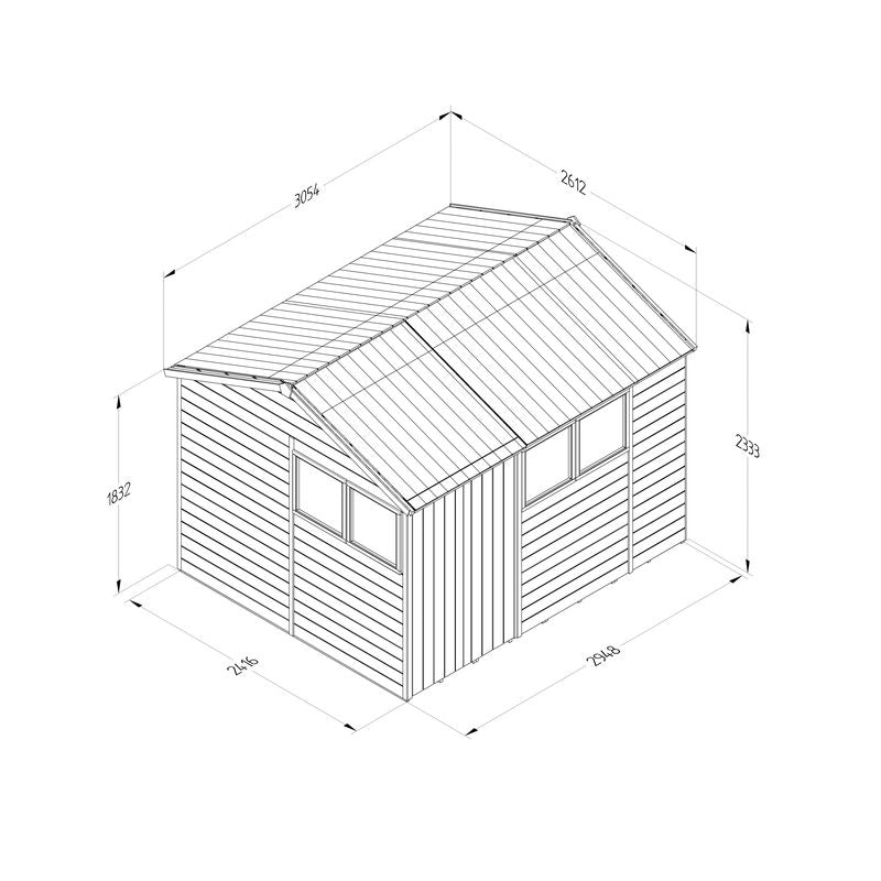 Hartwood 10' x 8' Pressure Treated Premium Tongue & Groove Double Door Reverse Apex Shed