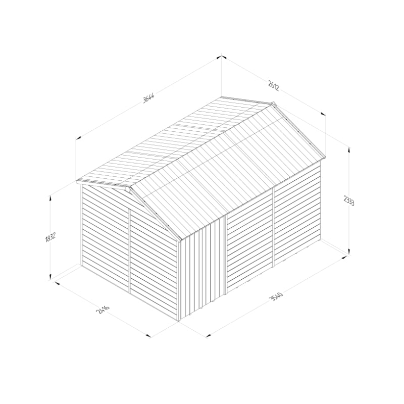 Hartwood 12' x 8' Pressure Treated Premium Tongue & Groove Double Door Reverse Apex Shed