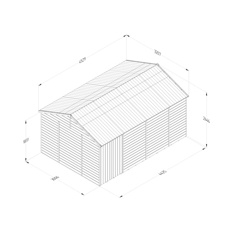 Hartwood 15' x 10' Pressure Treated Premium Tongue & Groove Double Door Reverse Apex Shed