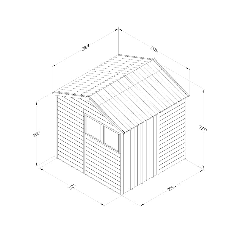 Hartwood 7' x 7' Pressure Treated Premium Tongue & Groove Double Door Reverse Apex Shed - 2 Windows - 1 Opening
