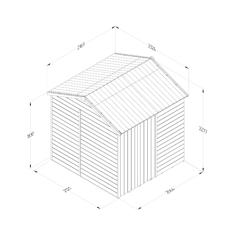 Hartwood 7' x 7' Pressure Treated Premium Tongue & Groove Double Door Reverse Apex Shed - 2 Windows - 1 Opening