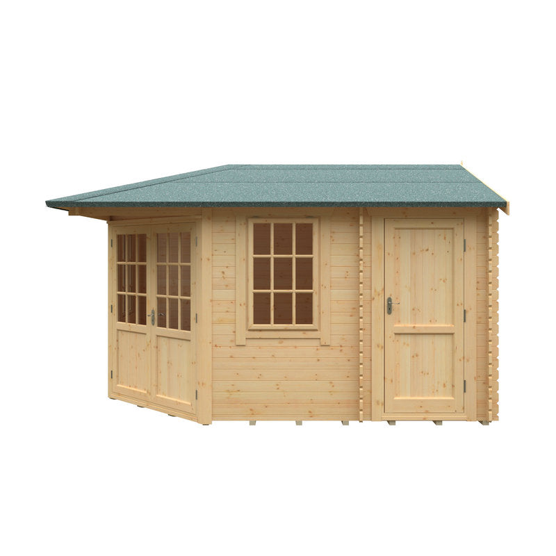 Redlands 4.2m x 3m Swinley Corner Log Cabin | Sheds.co.uk