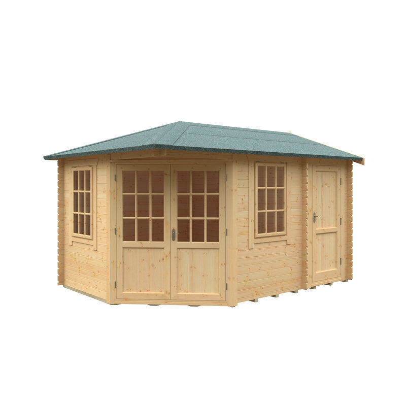 Redlands 4.2m x 3m Swinley Corner Log Cabin | Sheds.co.uk