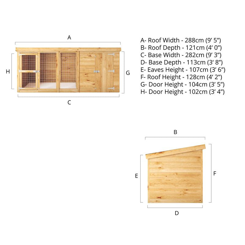 Adley 10' x 4' Dog Kennel & Run | Sheds.co.uk