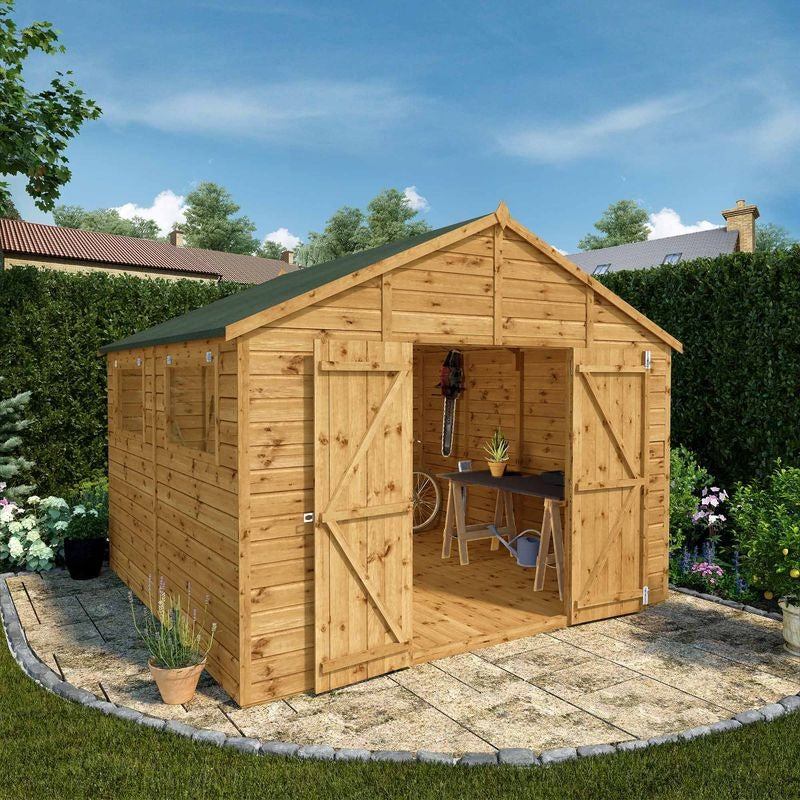 Adley 10' x 10' Premium Double Door Shiplap Modular Apex Workshop | Sheds.co.uk