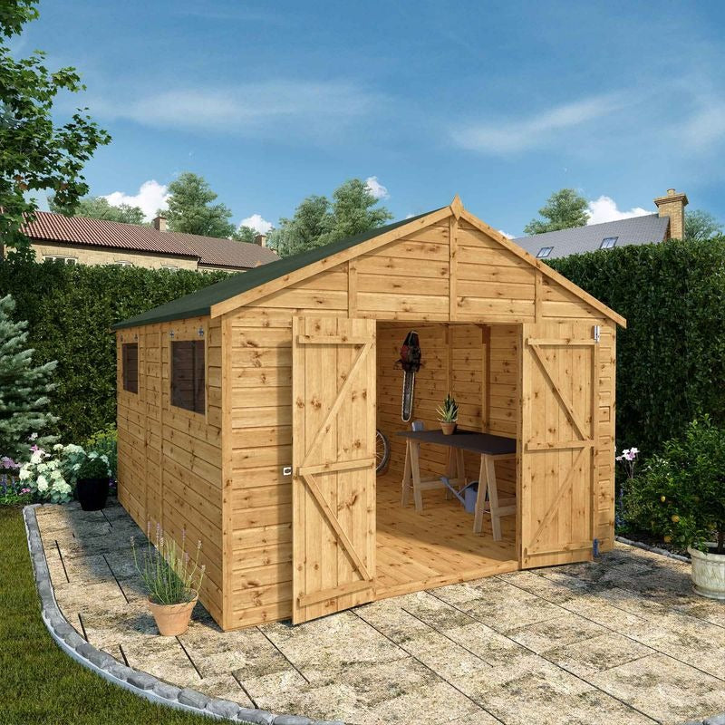 Adley 10' x 12' Premium Double Door Shiplap Modular Apex Workshop | Sheds.co.uk