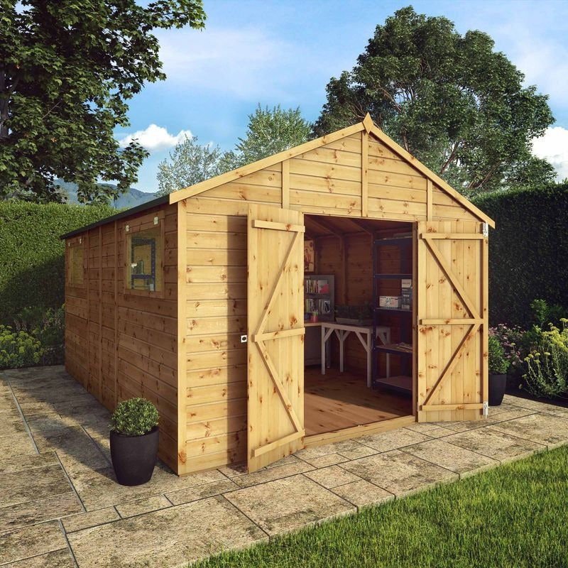Adley 10' x 14' Premium Double Door Shiplap Modular Apex Workshop | Sheds.co.uk