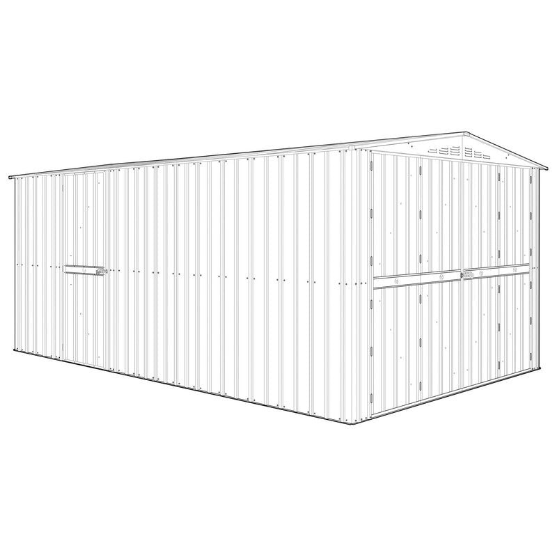Adley 10' x 15' Dual Door Metal Workshop Garage - Green | Sheds.co.uk